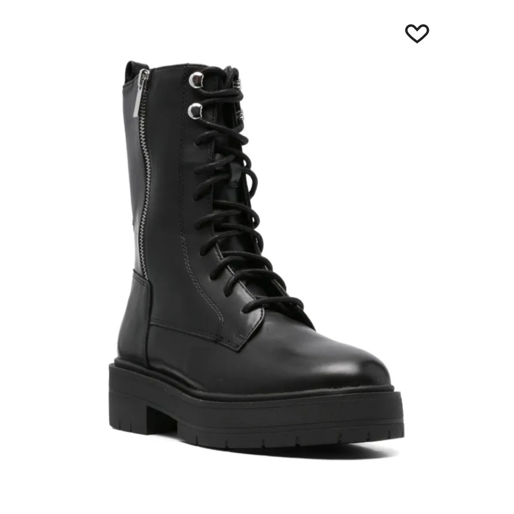 Geox Spherica EC7 Black Leather Lace Zip Combat Boots 39/9